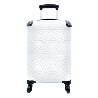 Koffer Reisekoffer - 35x55 cm Muster - Linie - Design - Schwarz - Weiß