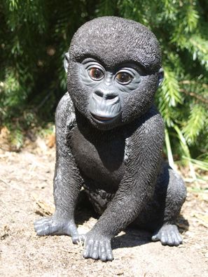 Gorilla Deko Figur Affe Baby lebensecht wetterfest Gartenfigur HOTANT NEU