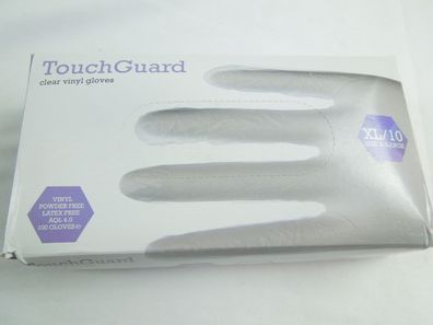 TouchGuard Einweg-Vinylhandschuhe aus klarem Vinyl, Puderfrei 100 Stück Größe XL