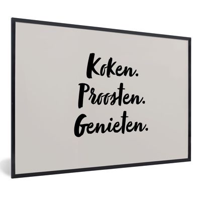 Poster Bilder - 60x40 cm Kochen, Jubeln, Genießen. - Zitat - Taupe (Gr. 60x40 cm)