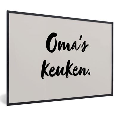 Poster Bilder - 90x60 cm Zitat - Omas Küche - Taupe (Gr. 90x60 cm)