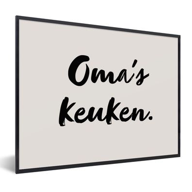 Poster Bilder - 80x60 cm Zitat - Omas Küche - Taupe (Gr. 80x60 cm)