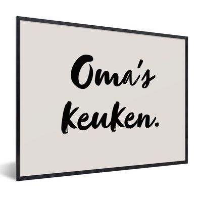 Poster Bilder - 80x60 cm Zitat - Omas Küche - Taupe (Gr. 80x60 cm)