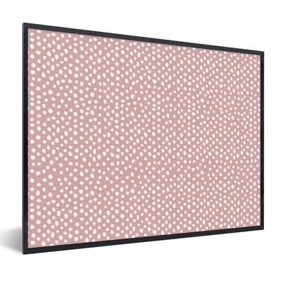 Poster Bilder - 80x60 cm Rosa - Punkte - Weiß - Muster (Gr. 80x60 cm)