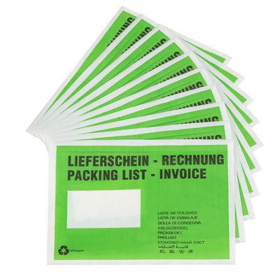 10 Lieferscheintaschen Dokumententaschen C5 Pergamin Papier bedruckt Adressfeld recyc