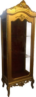 Casa Padrino Barock Vitrine Gold / Bordeaux H 205 cm, B 70 cm - Vitrinenschrank - Woh