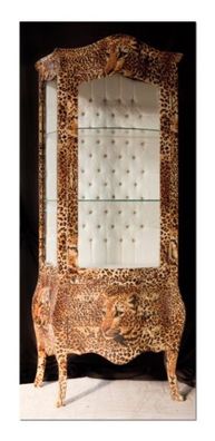 Casa Padrino Barock Vitrine Leopard - Möbel Leo Optik