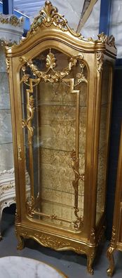 Casa Padrino Barock Vitrine Gold - Handgefertigter Barock Vitrinenschrank mit Glastür