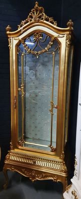 Casa Padrino Barock Vitrine Gold - Barock Vitrinenschrank mit Glastür und Schublade -