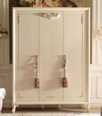 Casa Padrino Luxus Barock Schlafzimmerschrank Cremefarben / Gold - Handgefertigter Kl