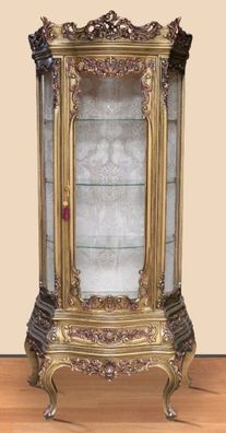 Casa Padrino Barock Vitrine Antik Gold - Prunkvoller Barock Vitrinenschrank mit Glast