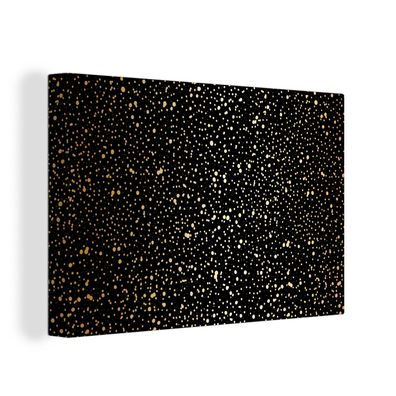 Leinwandbilder - Wanddeko 120x80 cm Gold - Schwarz - Tupfen - Muster (Gr. 120x80 cm)