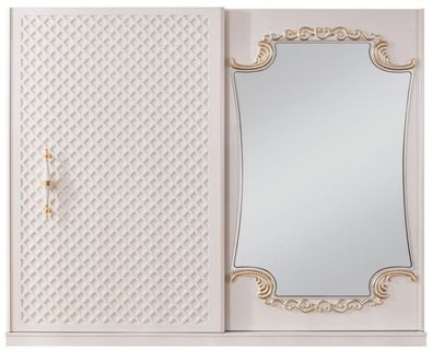 Casa Padrino Luxus Barock Schlafzimmerschrank Weiß / Gold - Massivholz Kleiderschrank