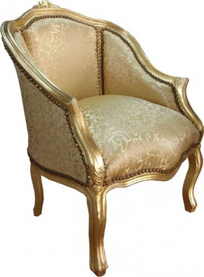 Casa Padrino Barock Damen Salon Sessel Gold Muster/ Gold Mod2 - Möbel Antik Stil