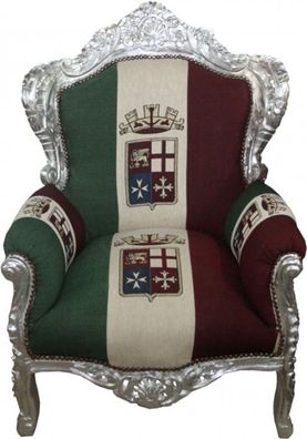 Casa Padrino Barock Sessel "King" Italien / Silber - Möbel Antik Stil