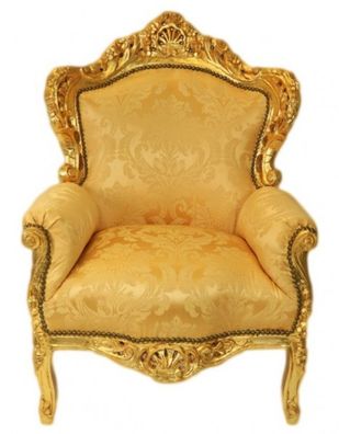 Casa Padrino Barock Sessel King Gold Muster / Gold Bouquet - Möbel Antik Stil