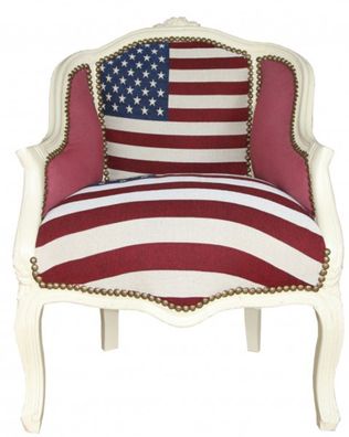 Casa Padrino Barock Damen Salon Sessel USA Design / Creme - Möbel Antik Stil- USA Fl