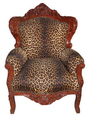 Casa Padrino Barock Sessel "King" Leopard/ Braun- Antik Stil