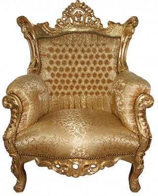 Casa Padrino Barock Sessel "Al Capone" Mod 2 Gold Muster / Gold Möbel Antik Stil