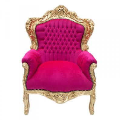 Barock Sessel "King" Pink / Gold Möbel Antik Stil