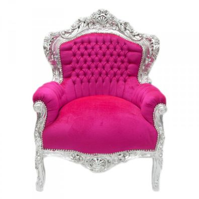Casa Padrino Barock Sessel "King" Pink / Silber Möbel Antik Stil - BW