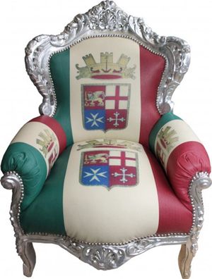 Casa Padrino Barock Sessel King Italien / Silber - Antik Stil Möbel - Unikat