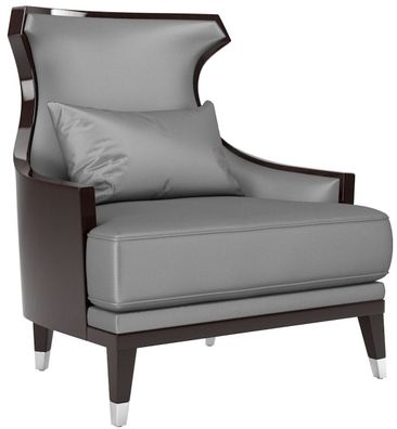 Casa Padrino Luxus Wohnzimmer Sessel Silber / Dunkelbraun 80 x 80 x H. 102 cm - Luxus