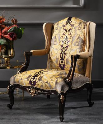 Casa Padrino Luxus Barock Ohrensessel 79 x 80 x H. 108 cm - Edler Wohnzimmer Sessel