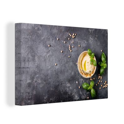 Leinwandbilder - Wanddeko 90x60 cm Dessert - Basilikum - Kräuter - Industriell