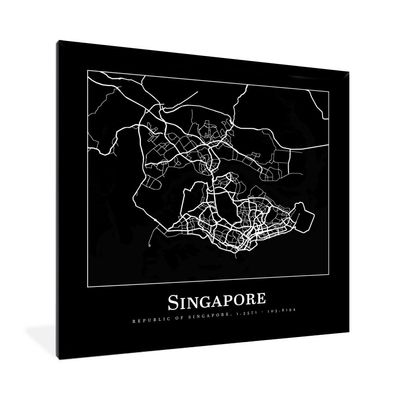 Poster Bilder - 40x40 cm Singapur - Karte - Stadtplan (Gr. 40x40 cm)