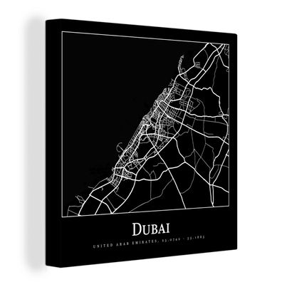 Leinwandbilder - Wanddeko 50x50 cm Dubai Stadtplan - Karte (Gr. 50x50 cm)