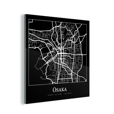 Glasbild Glasfoto Wandbild 90x90 cm Karte - Osaka - Stadtplan (Gr. 90x90 cm)