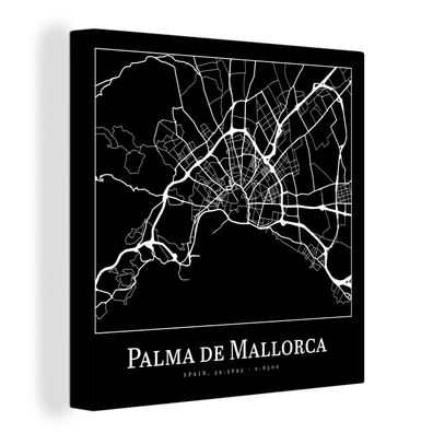Leinwandbilder - Wanddeko 50x50 cm Karte - Stadtplan - Palma de Mallorca - Karte