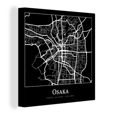 Leinwandbilder - Wanddeko 90x90 cm Karte - Osaka - Stadtplan (Gr. 90x90 cm)