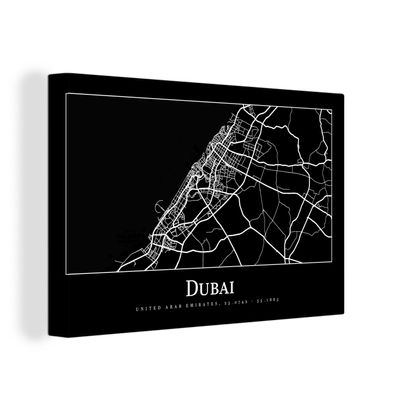 Leinwandbilder - Wanddeko 140x90 cm Dubai Stadtplan - Karte (Gr. 140x90 cm)