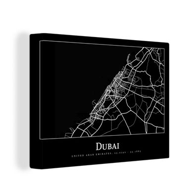 Leinwandbilder - Wanddeko 40x30 cm Dubai Stadtplan - Karte (Gr. 40x30 cm)