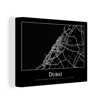 Leinwandbilder - Wanddeko 120x90 cm Dubai Stadtplan - Karte (Gr. 120x90 cm)