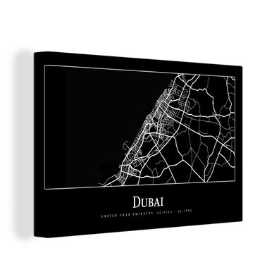 Leinwandbilder - Wanddeko 90x60 cm Dubai Stadtplan - Karte (Gr. 90x60 cm)