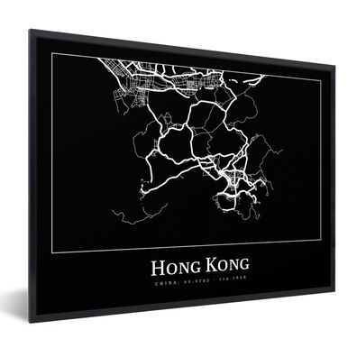 Poster Bilder - 40x30 cm Hongkong - Karte - Stadtplan - Routenbeschreibung