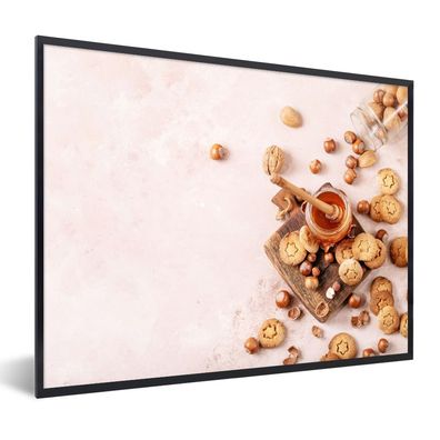 Poster Bilder - 80x60 cm Kekse - Honig - Nüsse - Küche (Gr. 80x60 cm)