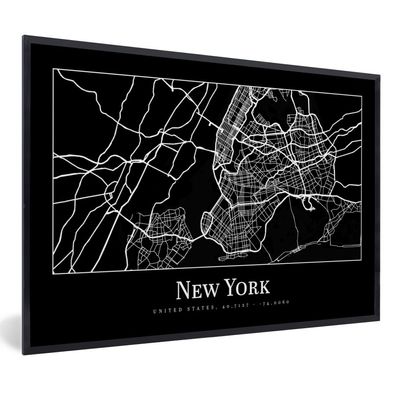 Poster Bilder - 90x60 cm Karte - New York - Stadtplan - Karte (Gr. 90x60 cm)