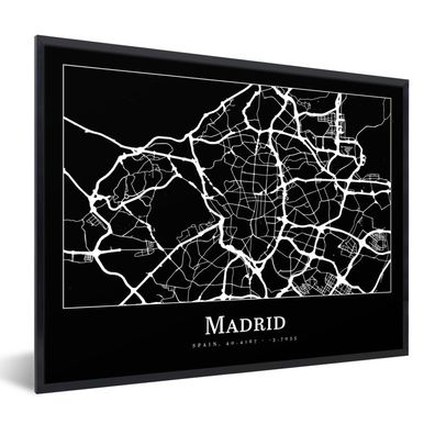 Poster Bilder - 80x60 cm Madrid - Karte - Stadtplan (Gr. 80x60 cm)