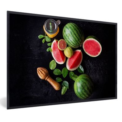 Poster Bilder - 120x80 cm Wassermelone - Smoothie - Obst - Zitronenpresse