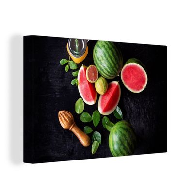 Leinwandbilder - Wanddeko 90x60 cm Wassermelone - Smoothie - Obst - Zitronenpresse