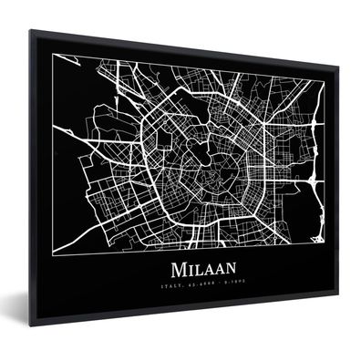 Poster Bilder - 80x60 cm Mailand - Karte - Stadtplan (Gr. 80x60 cm)
