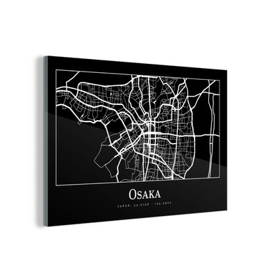 Glasbild Glasfoto Wandbild 30x20 cm Karte - Osaka - Stadtplan (Gr. 30x20 cm)