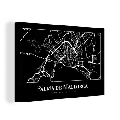 Leinwandbilder - Wanddeko 90x60 cm Karte - Stadtplan - Palma de Mallorca - Karte