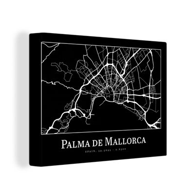 Leinwandbilder - Wanddeko 80x60 cm Karte - Stadtplan - Palma de Mallorca - Karte