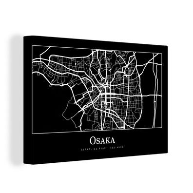Leinwandbilder - Wanddeko 30x20 cm Karte - Osaka - Stadtplan (Gr. 30x20 cm)
