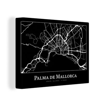 Leinwandbilder - Wanddeko 120x90 cm Karte - Stadtplan - Palma de Mallorca - Karte